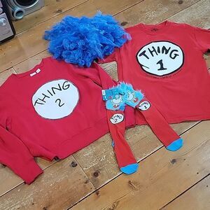 Thing 2 sweatshirt Sz L, Thing 1 Tshirt Sz med socks and wig 
